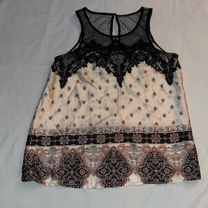 Maurices Black and Cream Asymmetrical Tank Top